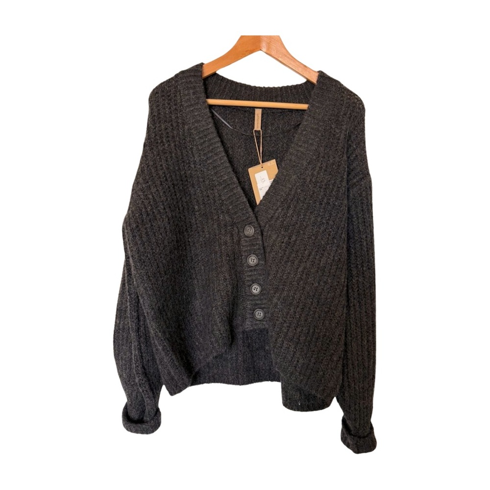 Charcoal Button-Up Cardigan